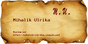 Mihalik Ulrika névjegykártya